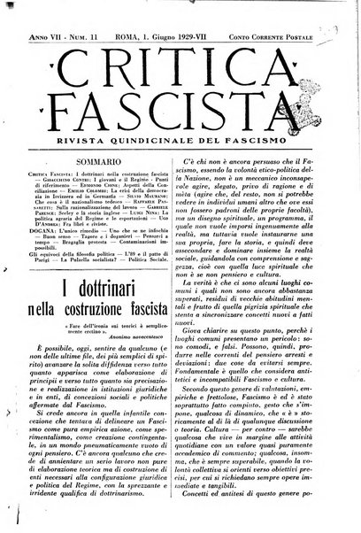 Critica fascista rivista quindicinale del fascismo diretta da Giuseppe Bottai