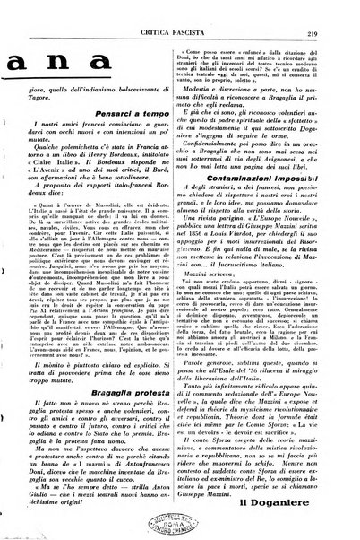 Critica fascista rivista quindicinale del fascismo diretta da Giuseppe Bottai