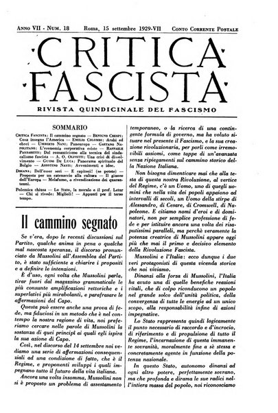 Critica fascista rivista quindicinale del fascismo diretta da Giuseppe Bottai