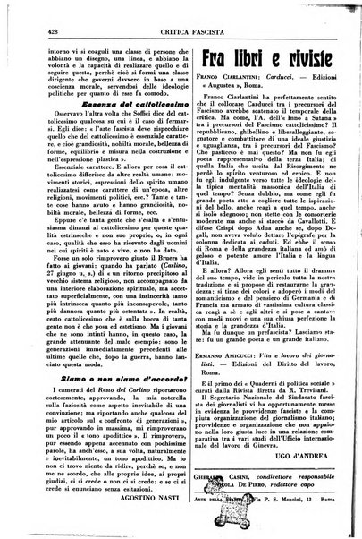 Critica fascista rivista quindicinale del fascismo diretta da Giuseppe Bottai