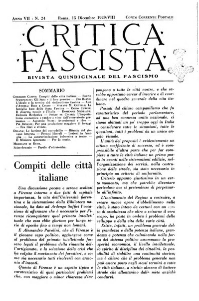 Critica fascista rivista quindicinale del fascismo diretta da Giuseppe Bottai