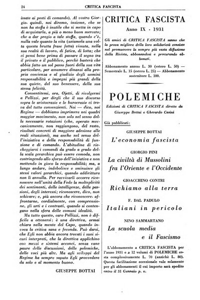 Critica fascista rivista quindicinale del fascismo diretta da Giuseppe Bottai