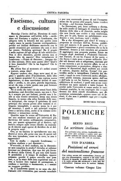 Critica fascista rivista quindicinale del fascismo diretta da Giuseppe Bottai