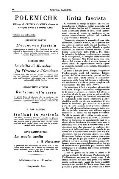 Critica fascista rivista quindicinale del fascismo diretta da Giuseppe Bottai