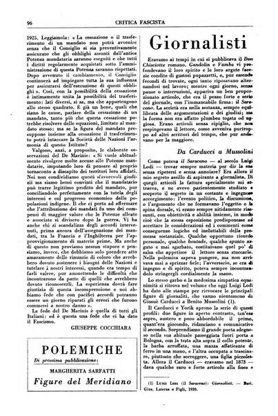 Critica fascista rivista quindicinale del fascismo diretta da Giuseppe Bottai