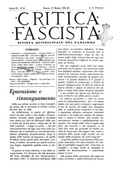 Critica fascista rivista quindicinale del fascismo diretta da Giuseppe Bottai