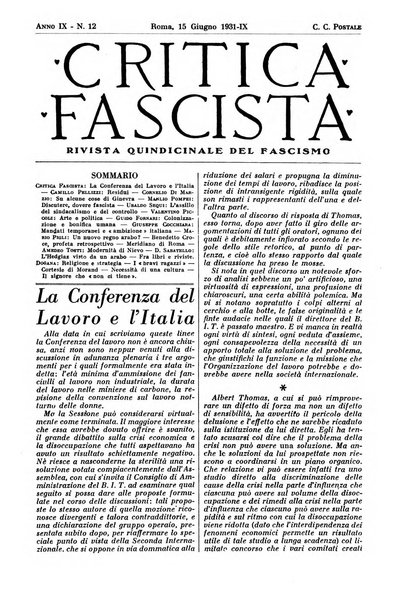 Critica fascista rivista quindicinale del fascismo diretta da Giuseppe Bottai