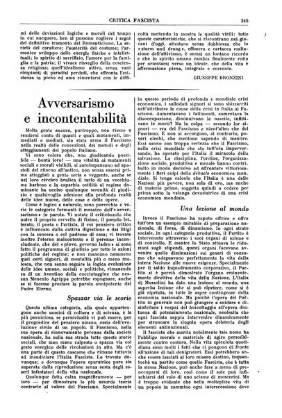 Critica fascista rivista quindicinale del fascismo diretta da Giuseppe Bottai