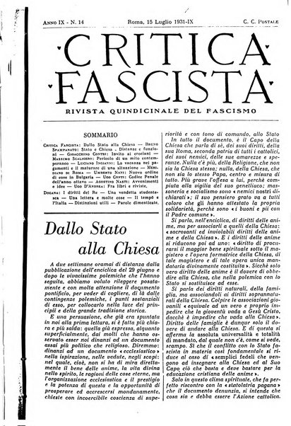 Critica fascista rivista quindicinale del fascismo diretta da Giuseppe Bottai