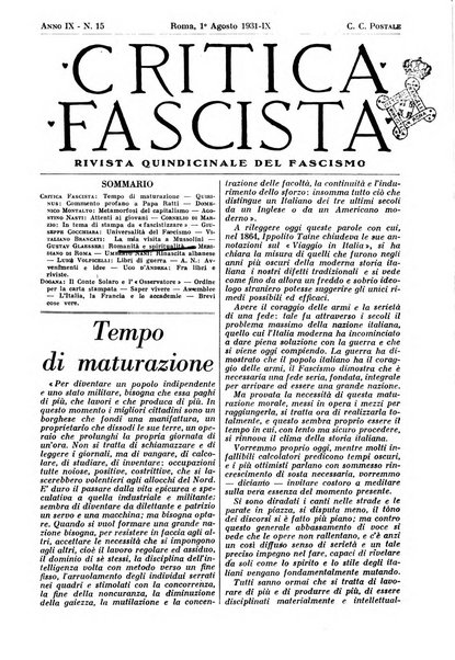 Critica fascista rivista quindicinale del fascismo diretta da Giuseppe Bottai