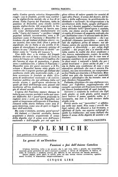 Critica fascista rivista quindicinale del fascismo diretta da Giuseppe Bottai