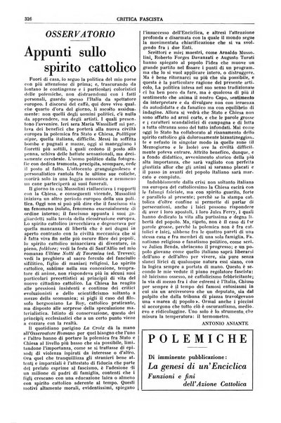 Critica fascista rivista quindicinale del fascismo diretta da Giuseppe Bottai