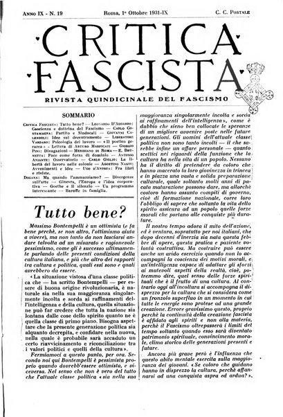 Critica fascista rivista quindicinale del fascismo diretta da Giuseppe Bottai