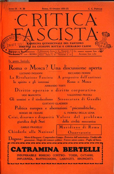 Critica fascista rivista quindicinale del fascismo diretta da Giuseppe Bottai