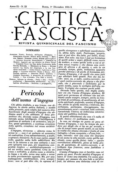 Critica fascista rivista quindicinale del fascismo diretta da Giuseppe Bottai