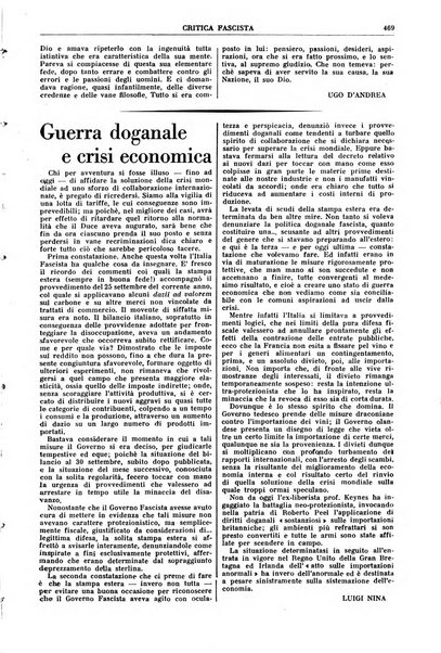 Critica fascista rivista quindicinale del fascismo diretta da Giuseppe Bottai