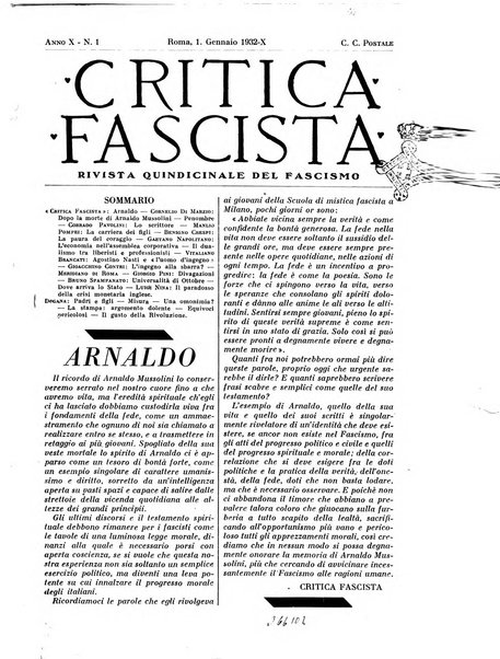 Critica fascista rivista quindicinale del fascismo diretta da Giuseppe Bottai