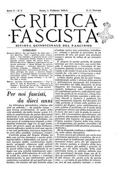 Critica fascista rivista quindicinale del fascismo diretta da Giuseppe Bottai