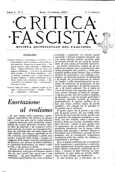 Critica fascista rivista quindicinale del fascismo diretta da Giuseppe Bottai