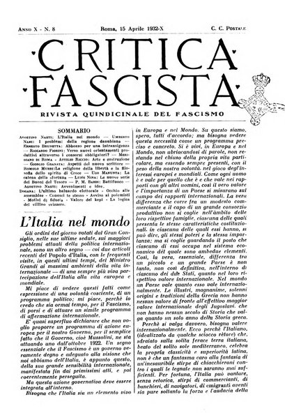 Critica fascista rivista quindicinale del fascismo diretta da Giuseppe Bottai