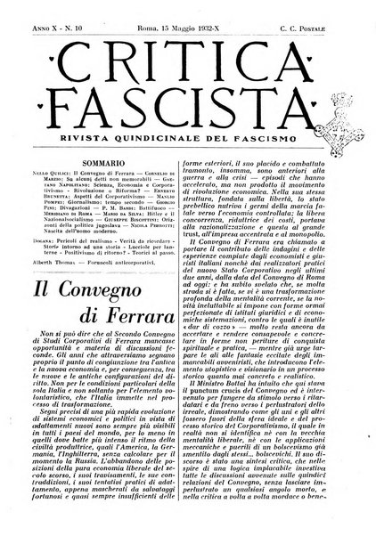 Critica fascista rivista quindicinale del fascismo diretta da Giuseppe Bottai