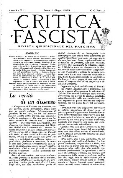 Critica fascista rivista quindicinale del fascismo diretta da Giuseppe Bottai