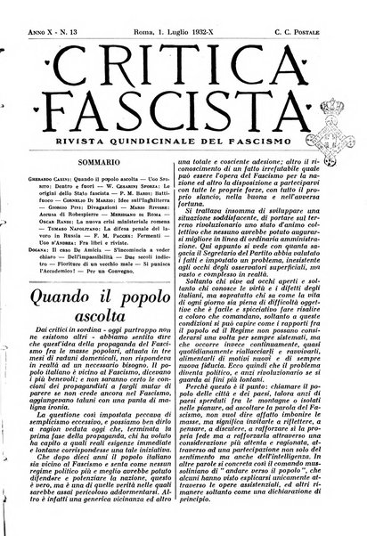 Critica fascista rivista quindicinale del fascismo diretta da Giuseppe Bottai