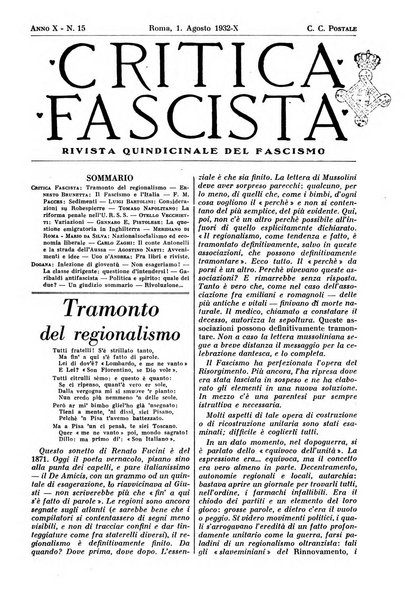 Critica fascista rivista quindicinale del fascismo diretta da Giuseppe Bottai