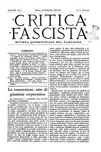 Critica fascista rivista quindicinale del fascismo diretta da Giuseppe Bottai