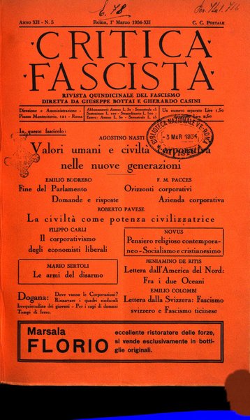 Critica fascista rivista quindicinale del fascismo diretta da Giuseppe Bottai