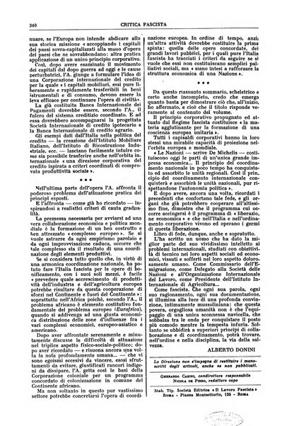 Critica fascista rivista quindicinale del fascismo diretta da Giuseppe Bottai