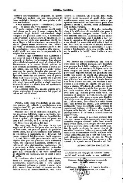 Critica fascista rivista quindicinale del fascismo diretta da Giuseppe Bottai