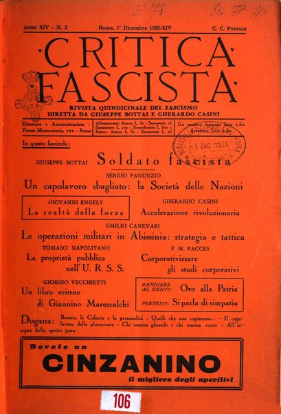 Critica fascista rivista quindicinale del fascismo diretta da Giuseppe Bottai