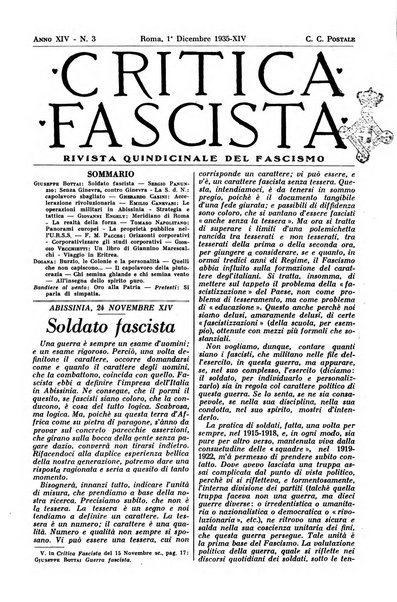 Critica fascista rivista quindicinale del fascismo diretta da Giuseppe Bottai