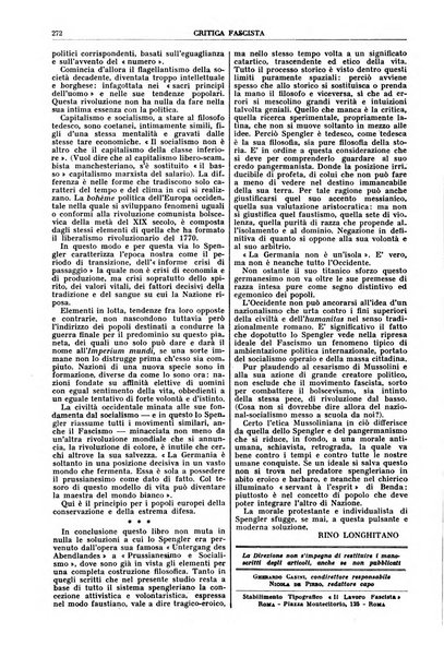 Critica fascista rivista quindicinale del fascismo diretta da Giuseppe Bottai