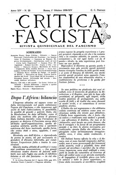 Critica fascista rivista quindicinale del fascismo diretta da Giuseppe Bottai