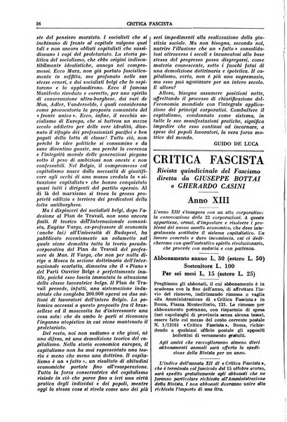 Critica fascista rivista quindicinale del fascismo diretta da Giuseppe Bottai