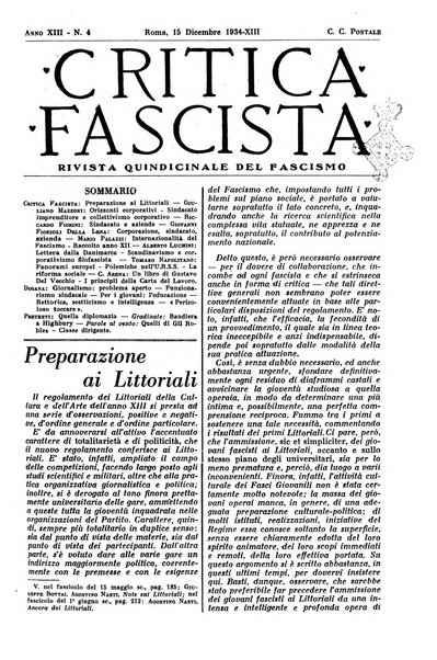 Critica fascista rivista quindicinale del fascismo diretta da Giuseppe Bottai