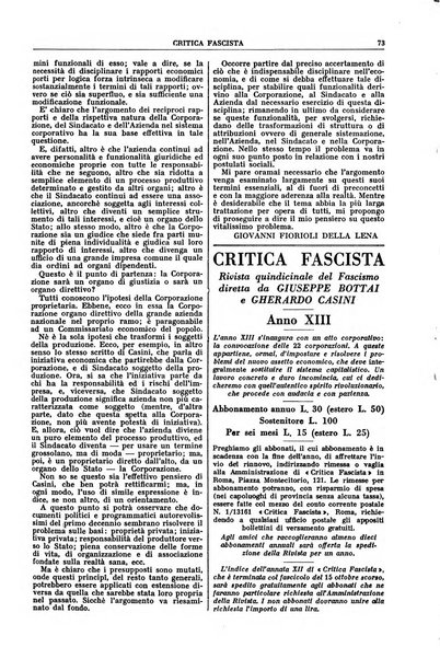 Critica fascista rivista quindicinale del fascismo diretta da Giuseppe Bottai