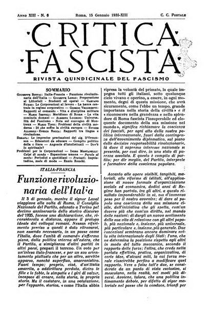 Critica fascista rivista quindicinale del fascismo diretta da Giuseppe Bottai