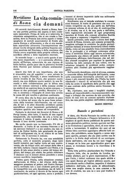 Critica fascista rivista quindicinale del fascismo diretta da Giuseppe Bottai