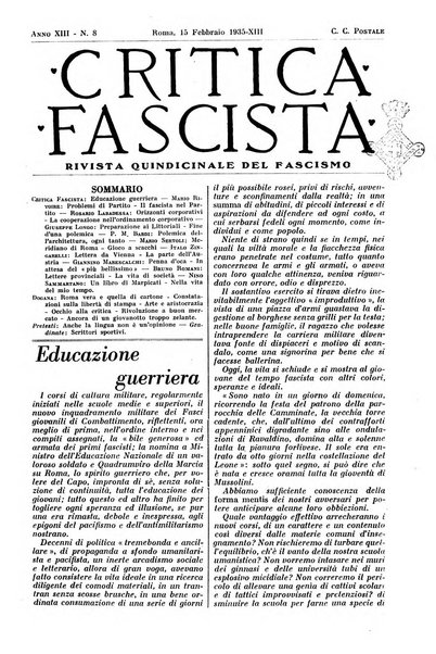 Critica fascista rivista quindicinale del fascismo diretta da Giuseppe Bottai