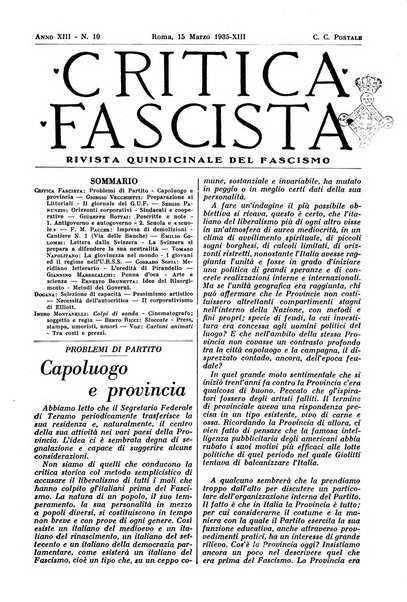 Critica fascista rivista quindicinale del fascismo diretta da Giuseppe Bottai