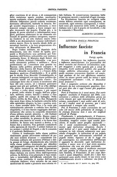 Critica fascista rivista quindicinale del fascismo diretta da Giuseppe Bottai