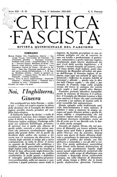 Critica fascista rivista quindicinale del fascismo diretta da Giuseppe Bottai