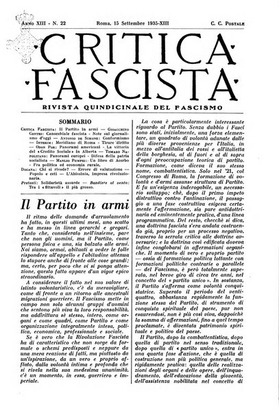 Critica fascista rivista quindicinale del fascismo diretta da Giuseppe Bottai