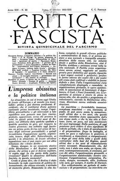 Critica fascista rivista quindicinale del fascismo diretta da Giuseppe Bottai