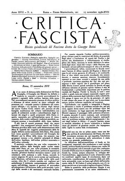 Critica fascista rivista quindicinale del fascismo diretta da Giuseppe Bottai