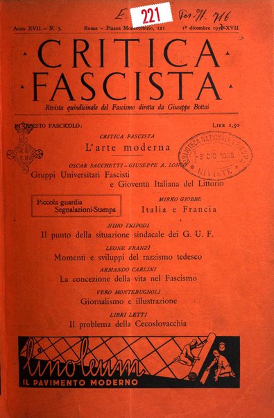 Critica fascista rivista quindicinale del fascismo diretta da Giuseppe Bottai