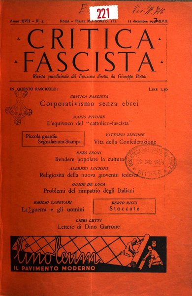 Critica fascista rivista quindicinale del fascismo diretta da Giuseppe Bottai